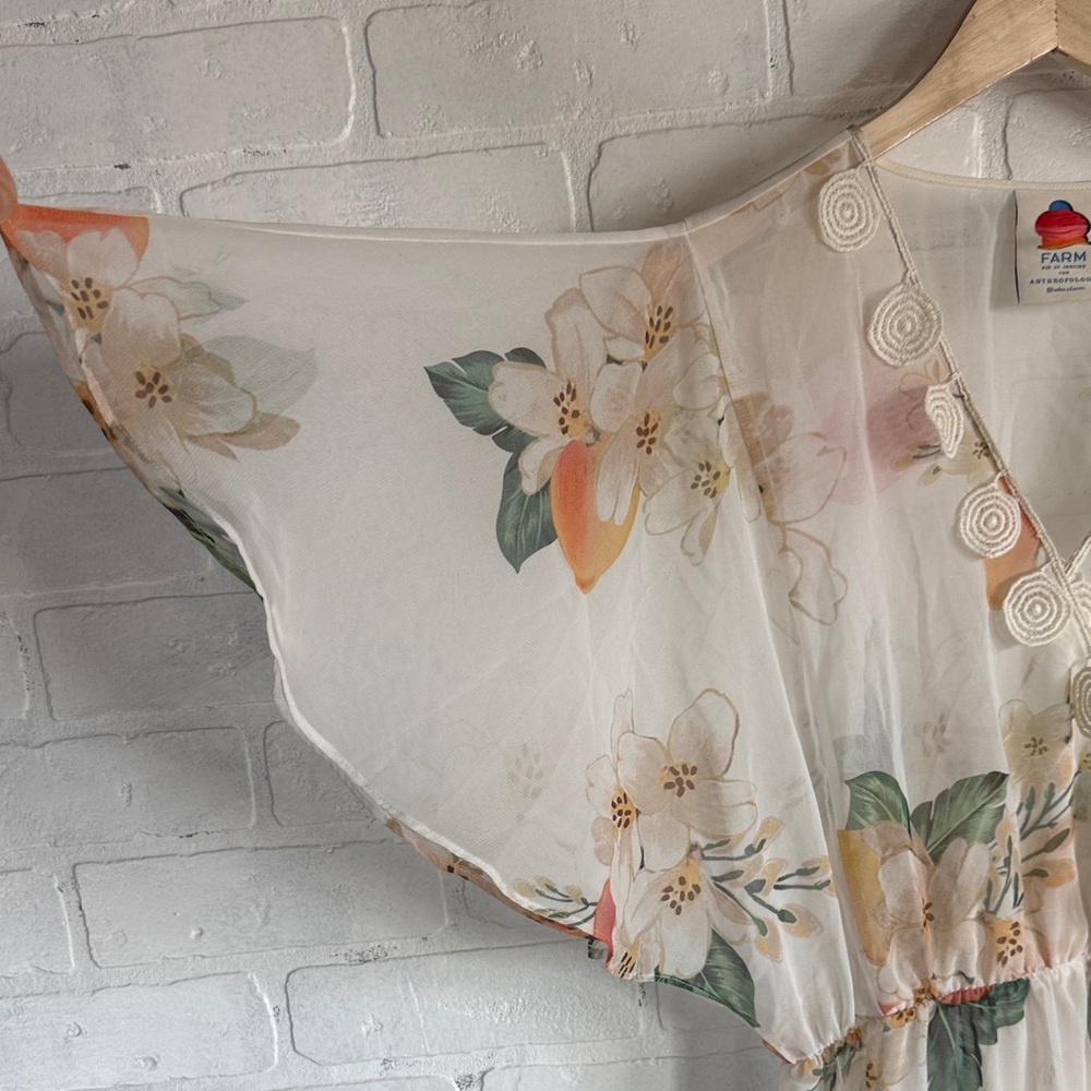 Farm Rio Eloisa Floral Sheer Dress size small slip NOT included - Picture 12 of 14